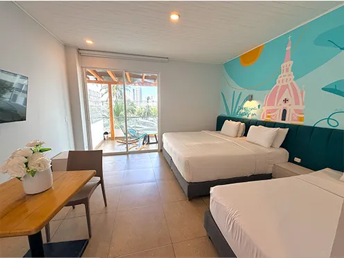 habitacion para tres personas en bocagrande en el hotel caribbean cartagena